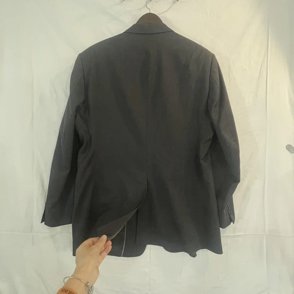 Roundtree & Yorke Blazer Mens 46L Gray 100% Wool Two Button Dillard's‎ Jacket